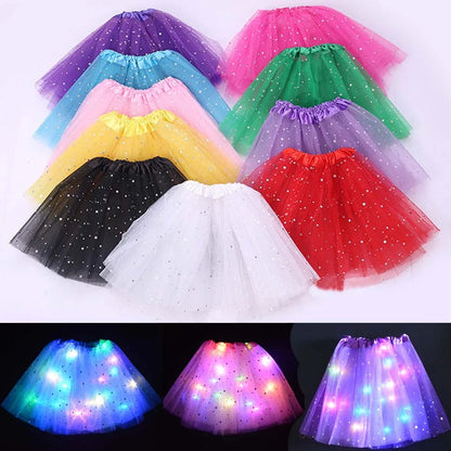 LED Girl Wizard Witch Spider Web Tutu Skirt Cobweb Hat Props Glow Party Birthday Costumes Bat Cloak Halloween Festival Christmas