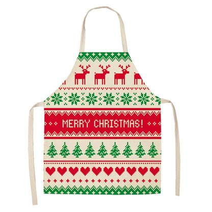 Linen Merry Christmas Apron Christmas Decorations for Home Kitchen Accessories 2024 Christmas Natal Navidad 2025 New Year Gifts