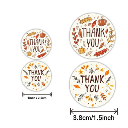 Roll Thanksgiving THANK YOU thanks sticker Pumpkin Autumn leaves Label 25MM