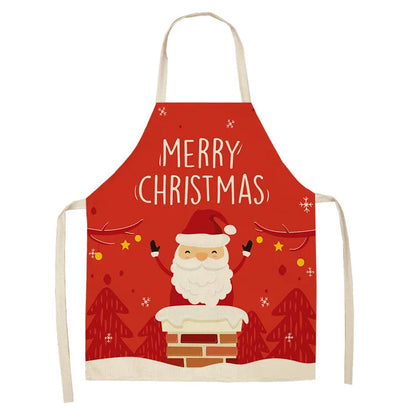 Linen Merry Christmas Apron Christmas Decorations for Home Kitchen Accessories 2024 Christmas Natal Navidad 2025 New Year Gifts