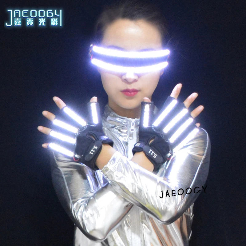 LED Glowing Gloves with Fluorescent Show, Creative Personality, Halloween, Christmas, Stage, DJ Singer, Performing, Personality