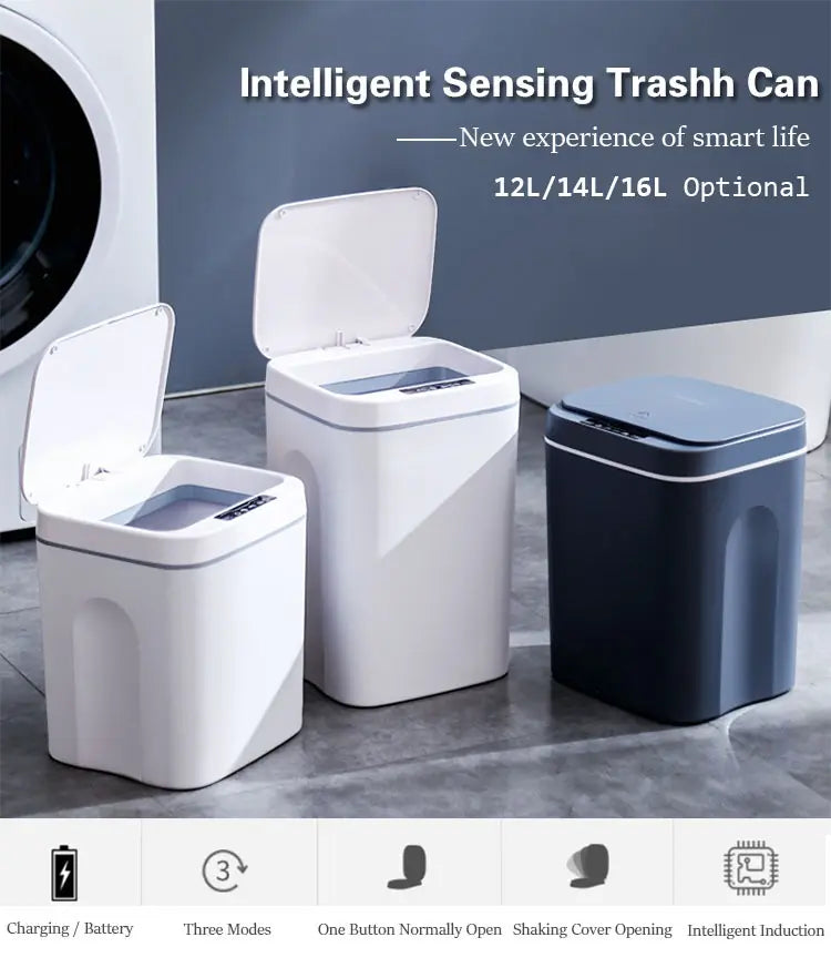 16L Automatic Sensor Trash Can Electric Touchless Smart Bin Kitchen Bathroom Waterproof Bucket Garbage With Lid Home Wastebasket