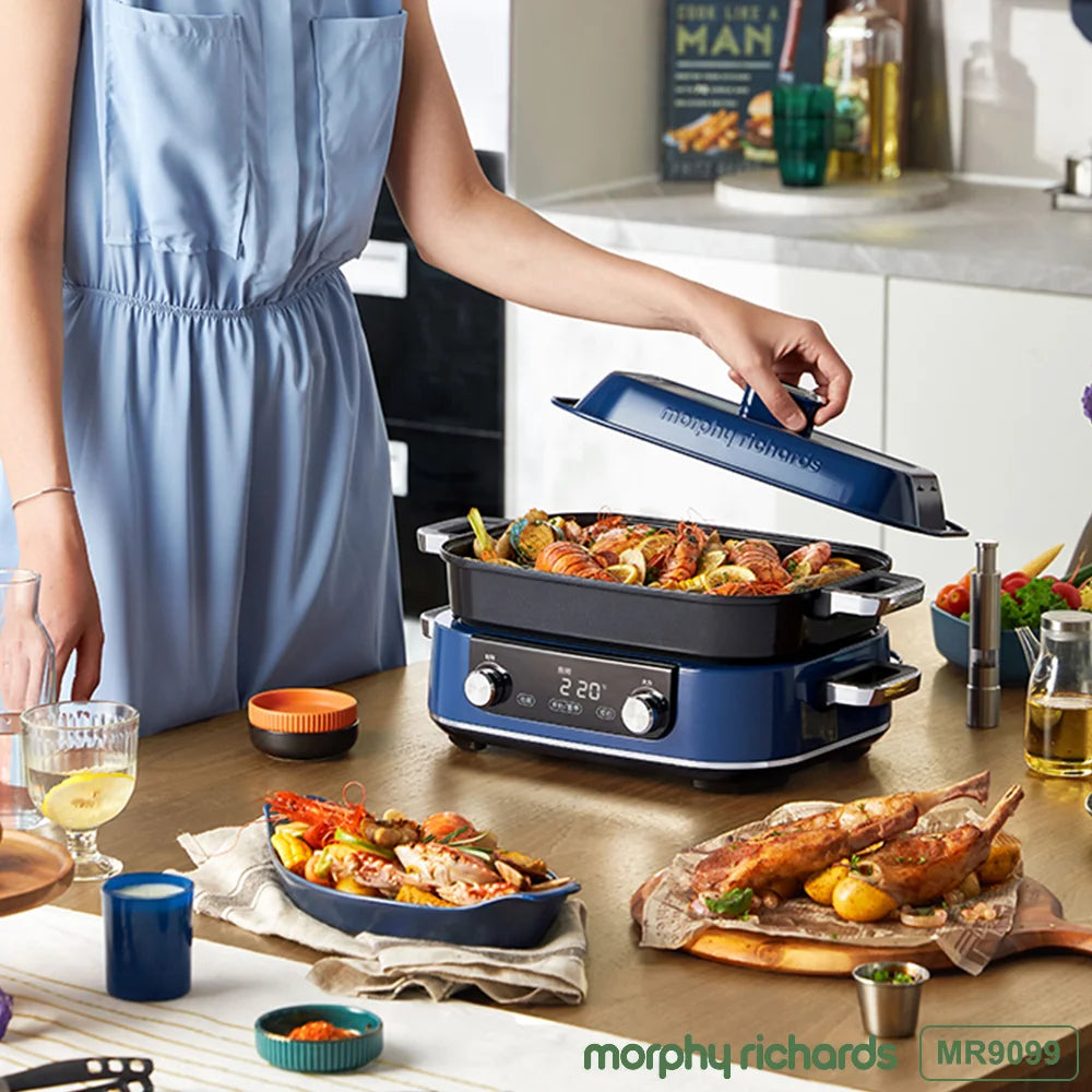 Morphy Richards Multi-Function Pot Electric Grill Kitchen Appliances Electric Hot Barbecue Electric Hot 1600W Hotpot Electric