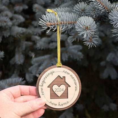 YOMDID Home Ornament 2024 First Christmas Ornament Wooden Housewarming Gifts For New House Wedding Gifts With House Is Wrapped