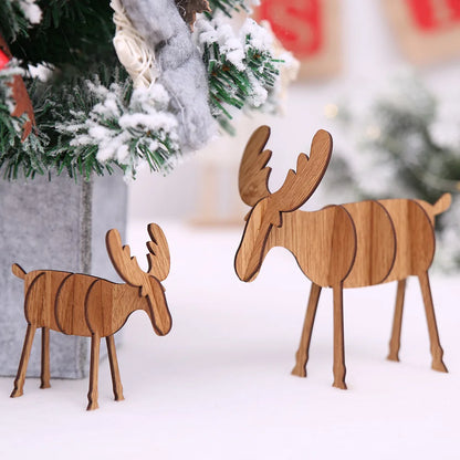 1/4Pcs Christmas DIY Wooden Deer Pendant/Assembling Decorations Wooden Pendants Kid Gift Two size Elk Desktop Decoration Noel