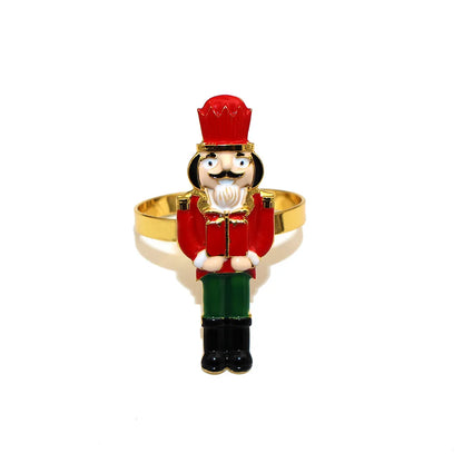 6Pcs Christmas Nutcracker Napkin Rings Cute Nutcracker Soldier Napkin Holder for Winter Holiday Christmas Party Table Decor