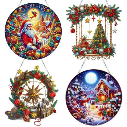 Christmas Hanging Ornaments Acrylic Double Sided Beautiful Pattern Car door wall Pendant Prayer Pendant Xmas Tree Decorations