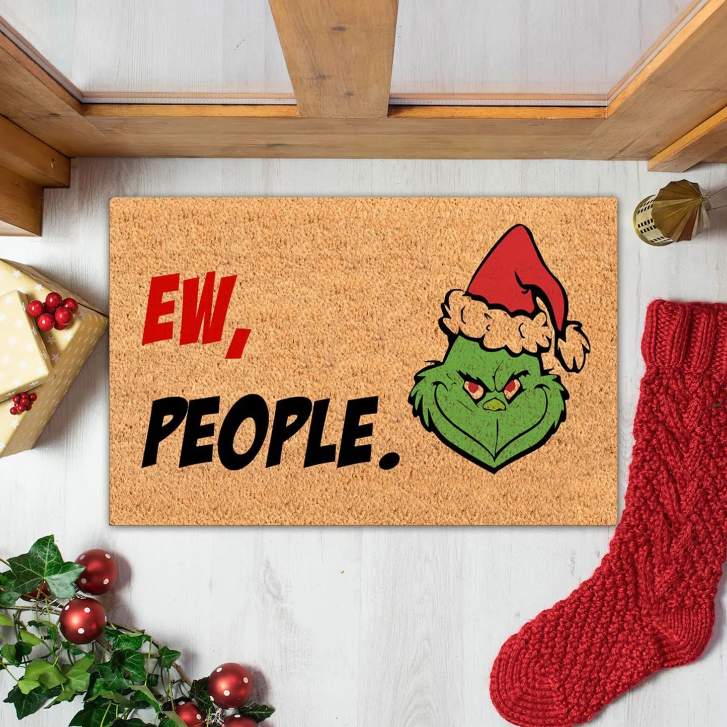 Xmas Welcome Christmas Mat Non-Slip And Washable Doormat Decoration Door Mat Entrance Rugs 40x60 cm/15.7x23.6 inches