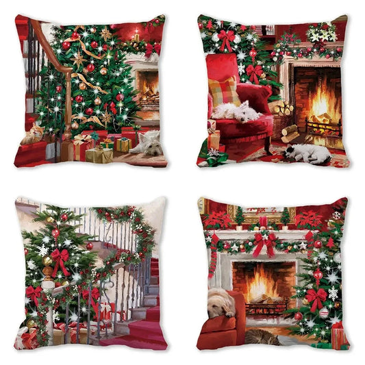 Christmas Themed Pillowcases Car Accessories Office Santa Claus Living Room Sofa Home Pillowcases