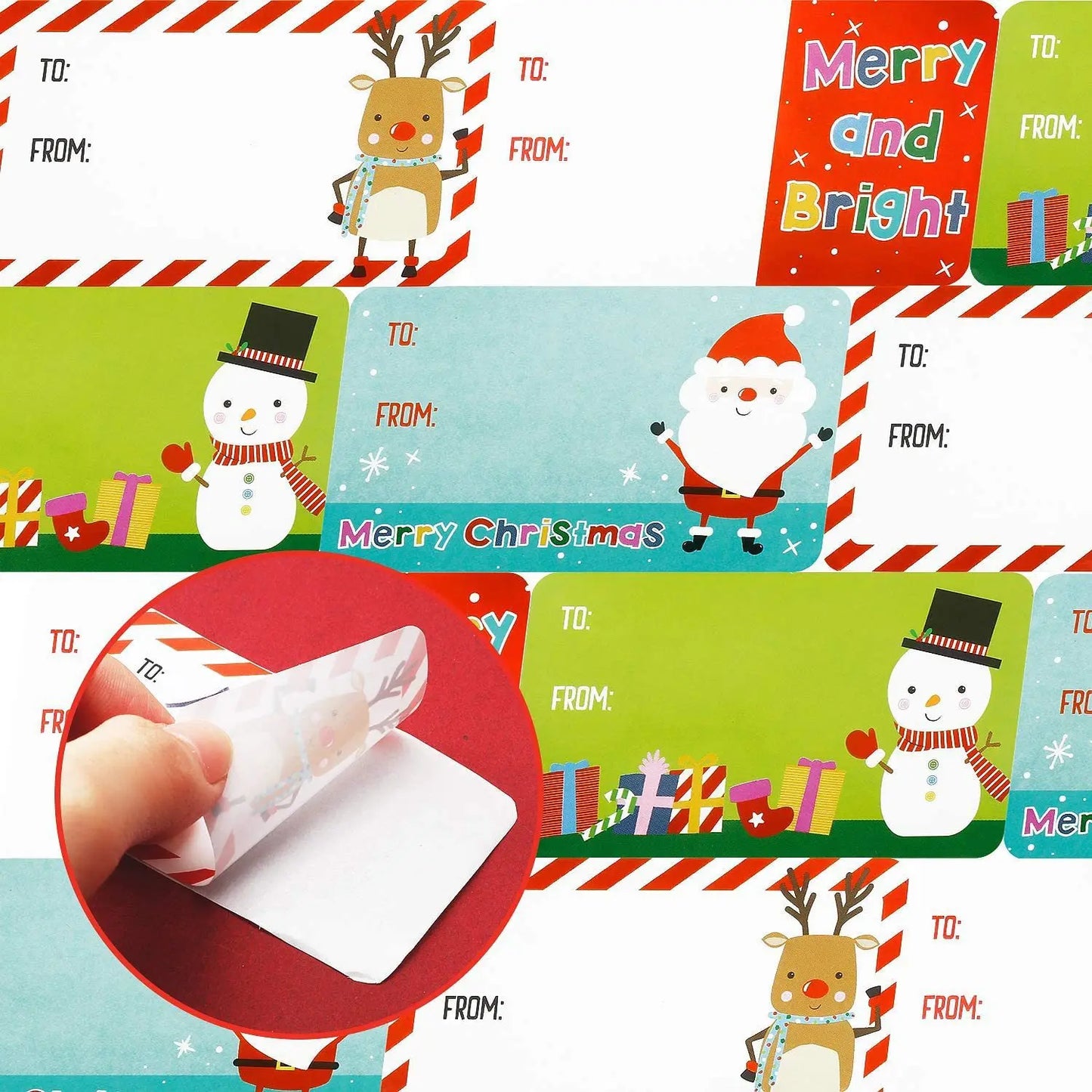 500-400 Stickers/roll Christmas Labels Santa Claus Snowman Reindeer Stickers Self-adhesive Labels Christmas Gift Decorations