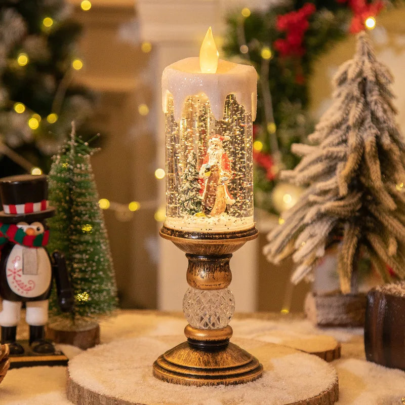 Christmas LED Candle Lights Fantasy Flameless Swirling Glitter Candle Lamp Crystal Electronic Candles For Christmas Party Decor