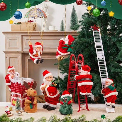 Christmas Decoration Electric Ladder Santa Claus Climbing Beads Santa Claus Children's Gift Mall Christmas Tree Decoration