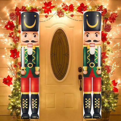 2PCS Nutcracker Soldier Banner Christmas Door Curtain Merry Christmas Decoration for Home 2024 Xmas Navidad Natal New Year Gifts