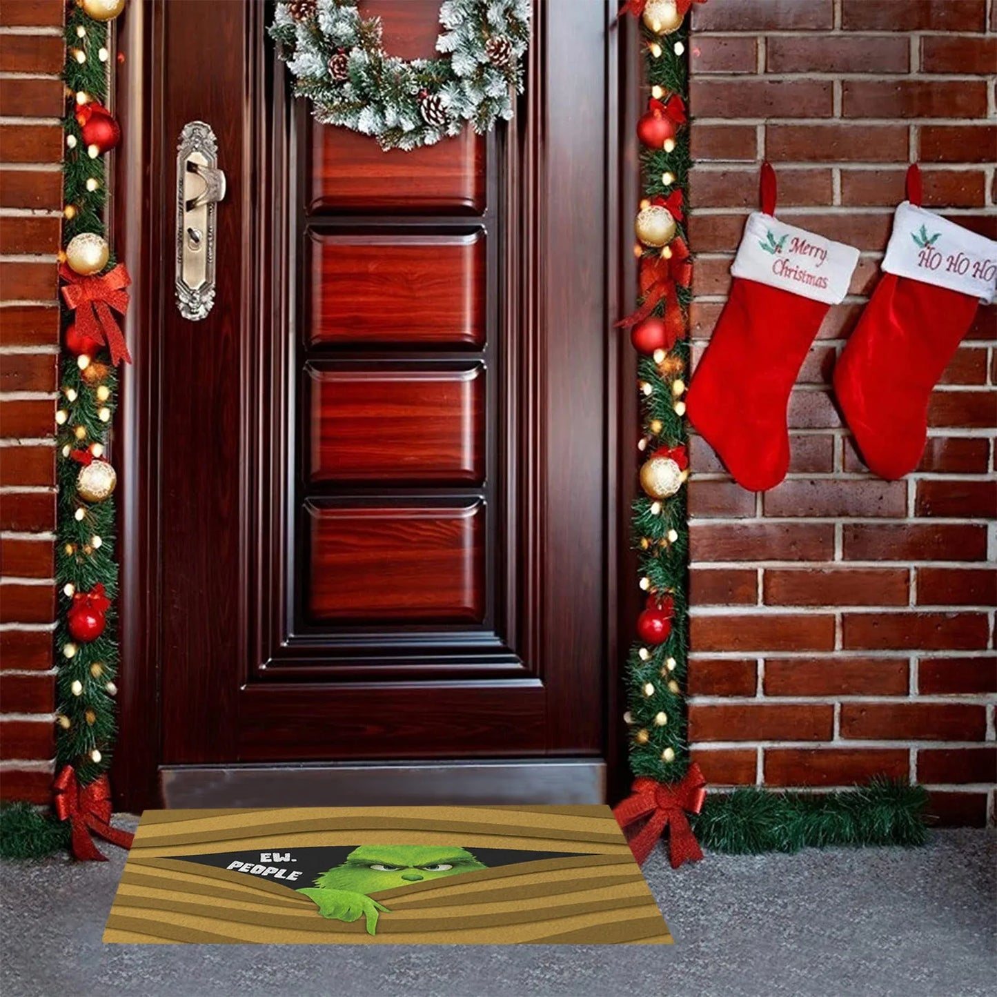 Xmas Welcome Christmas Mat Non-Slip And Washable Doormat Decoration Door Mat Entrance Rugs 40x60 cm/15.7x23.6 inches