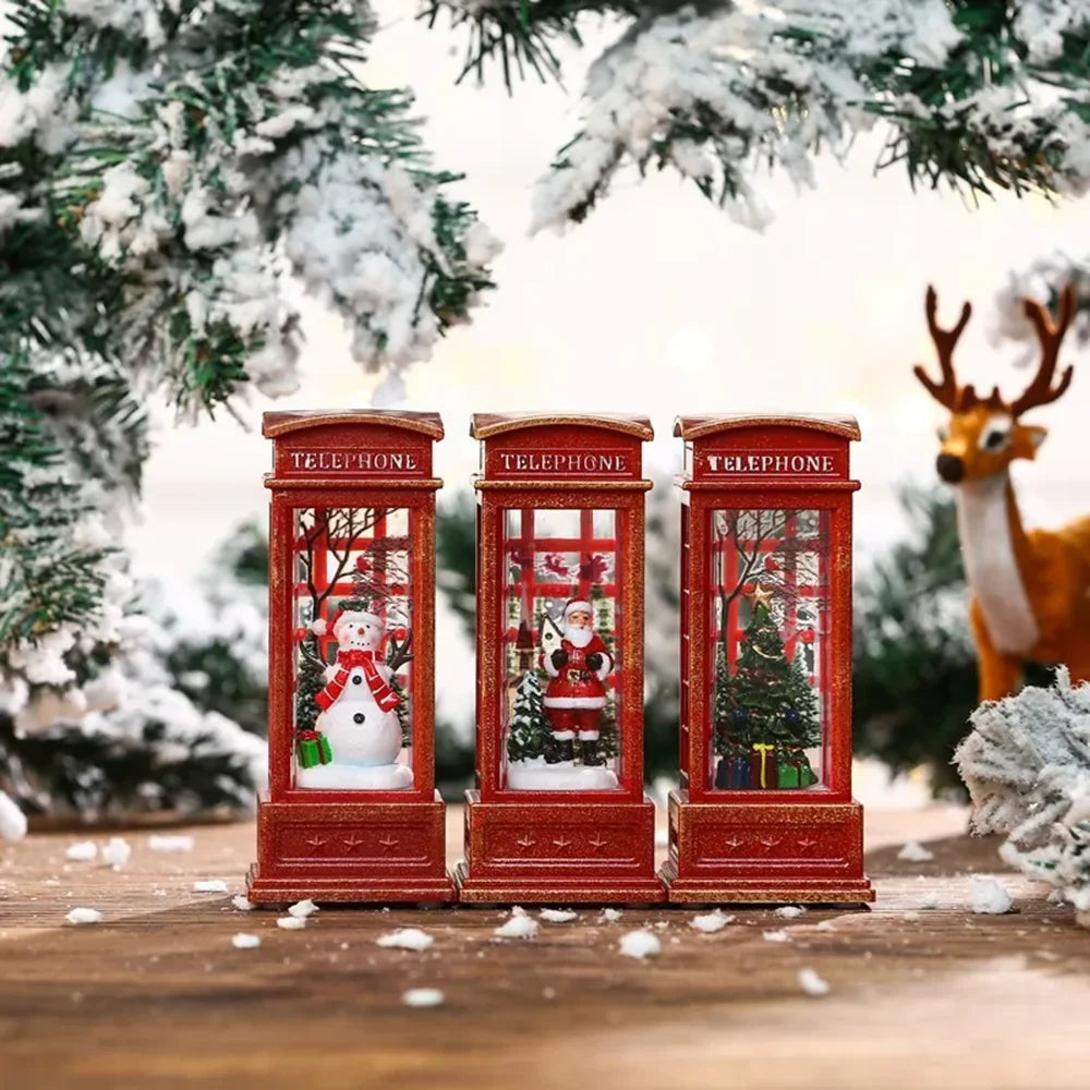 Christmas Phone Booth Light Christmas Tree Ornaments Home Decoration Xmas Gifts Lights