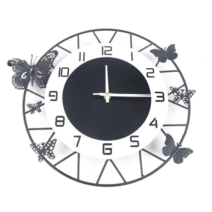 20inch Large Round Butterfly Wall-mounted Clock Creative Iron Craft  Modern Metal Quartz Clock Home Living Room Decor Silent