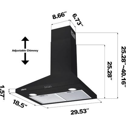 Range Hood 30 inch 450 CFM Wall Mount Range Hood with Anti-Fingerprint Design, Stove Hood Vent for Kitchen