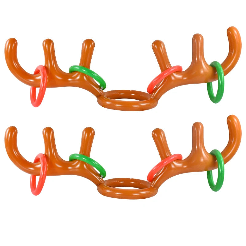 Christmas Inflatable Reindeer Antler Hat Ring Toss Funny Family Game Kids Gift Toy Xmas Party Supplies 2024 Christmas Home Decor