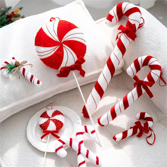 Christmas Large Candy Canes Christmas Tree Lollipop Decoration Ornaments White and Red Decorative for Home Party Decor Xmas Gift