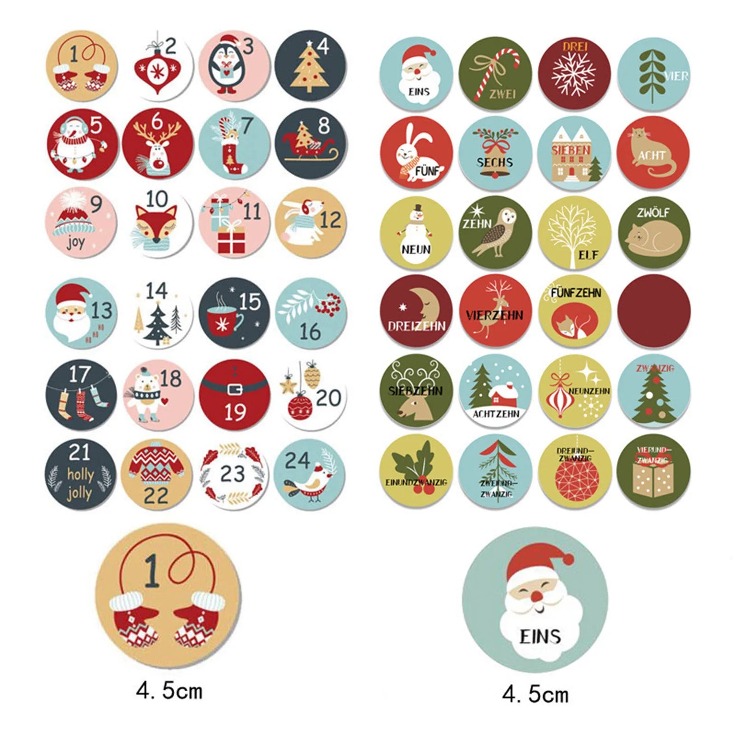 24pcs Digital Christmas Drawstring Burlap-Bag Advent Calendar Countdown