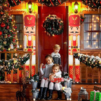 2PCS Nutcracker Soldier Banner Christmas Door Curtain Merry Christmas Decoration for Home 2024 Xmas Navidad Natal New Year Gifts