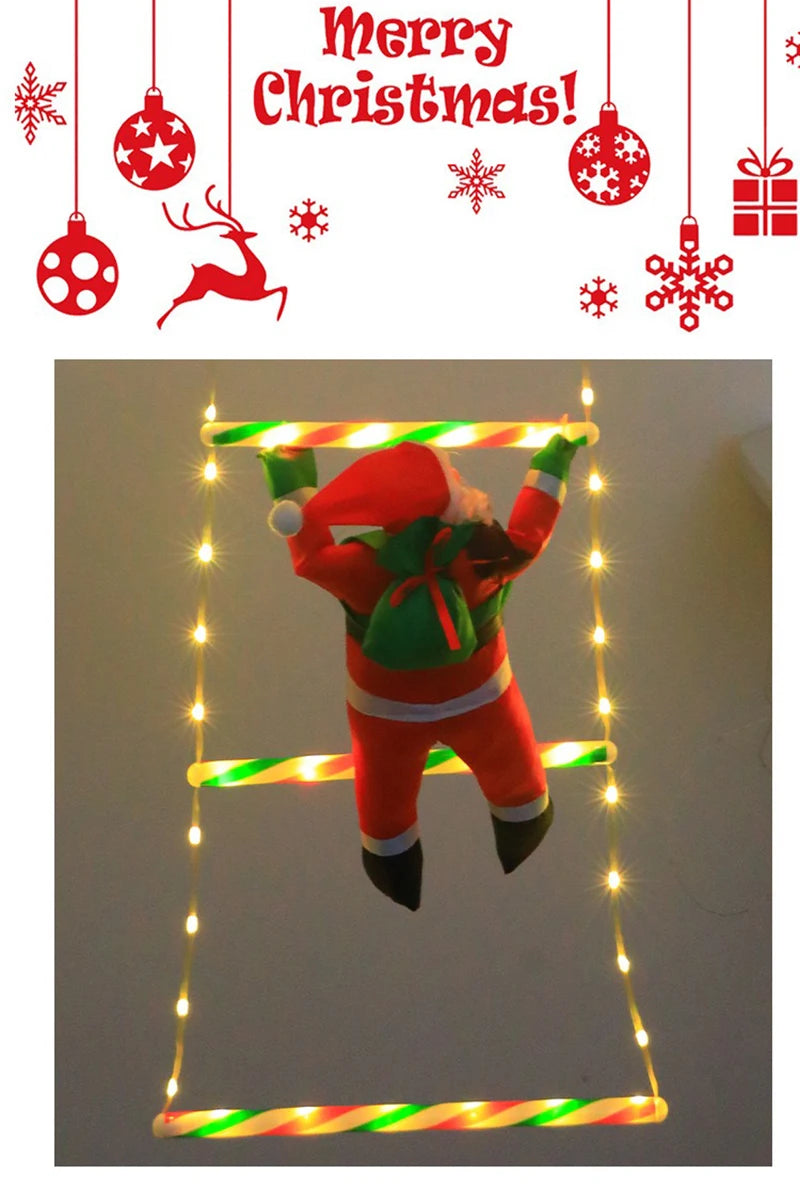 LED Christmas Decorations Fairy lamp LED Ladder Lamp with Climbing Santa Claus Home Outdoor Christmas Light New Year Ornaments s