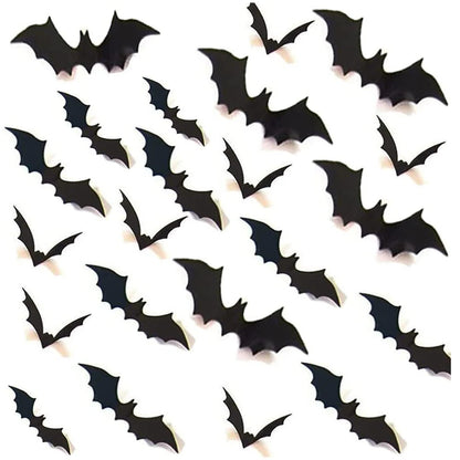 2023 Halloween Home Decoration 3D PVC Bats Wall Stickers Window Decor Yard Sign Outdoor Lawn Spooky Party Room Decor Supplies