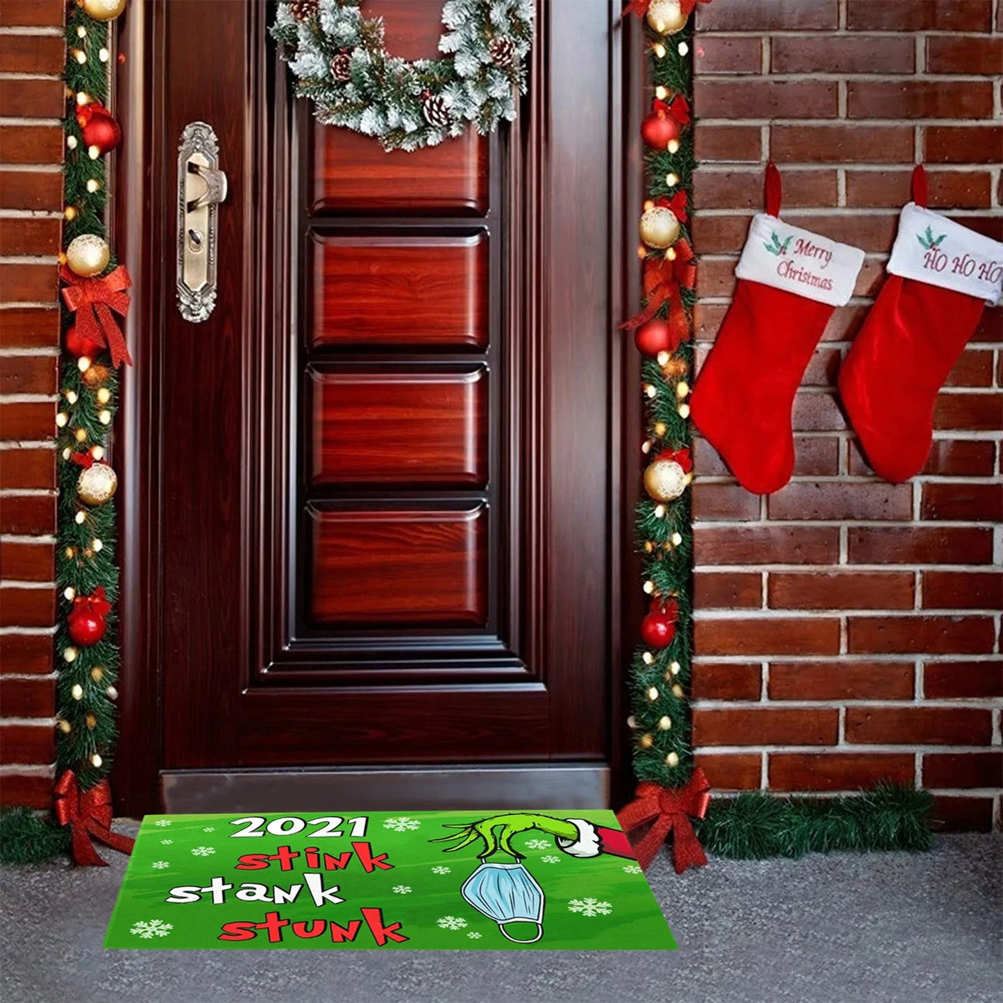 Xmas Welcome Christmas Mat Non-Slip And Washable Doormat Decoration Door Mat Entrance Rugs 40x60 cm/15.7x23.6 inches