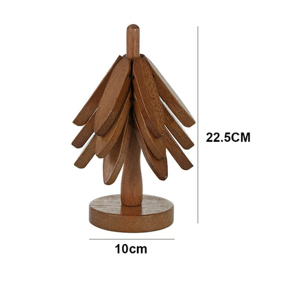 4PCS Tree Design Stand Wooden Trivets Decorative Anti Scald Heat Resistant Table Mat Coaster Wood Placemats Pot