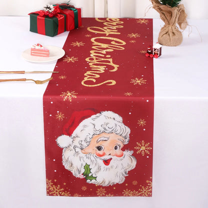 Santa Claus Christmas Table Runner Christmas Decorations For Home 2024 Xmas Table Flag Navidad Noel Gifts New Year Tablecloth