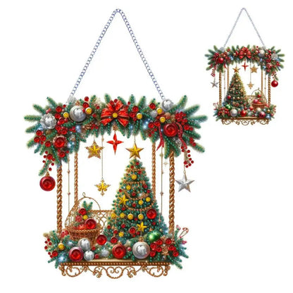 Christmas Hanging Ornaments Acrylic Double Sided Beautiful Pattern Car door wall Pendant Prayer Pendant Xmas Tree Decorations