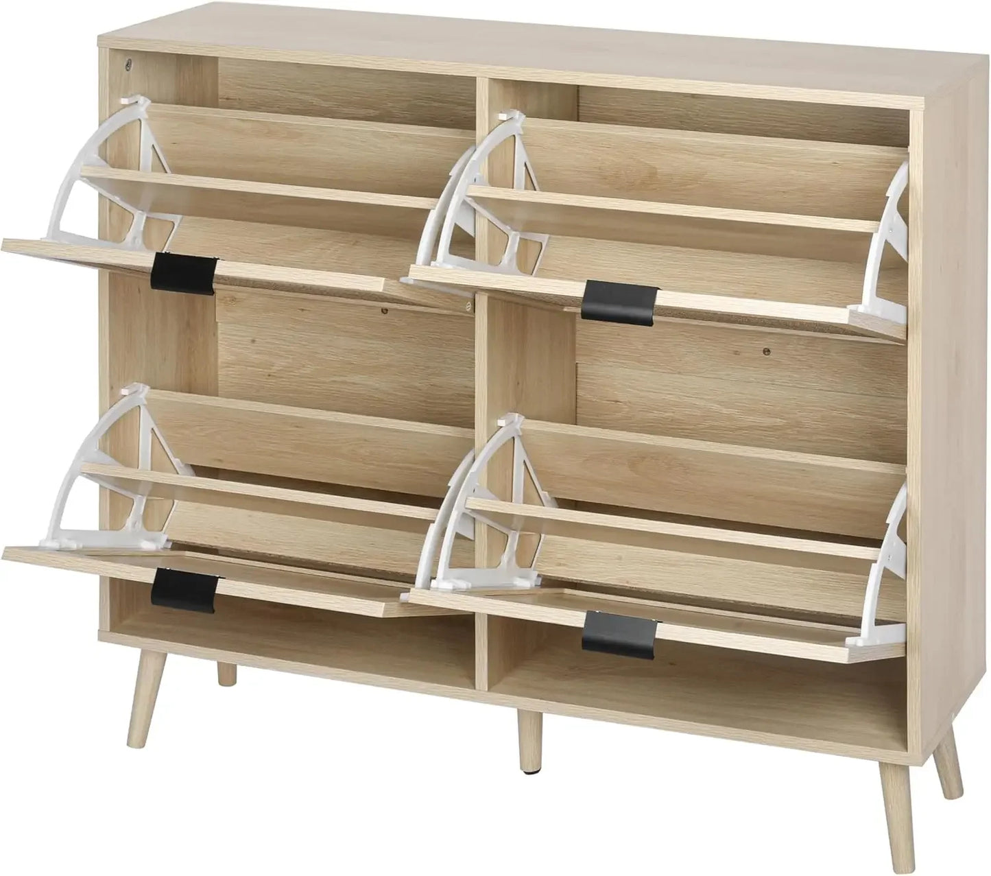 Rattan Shoe Cabinet with 4 Flip Drawers