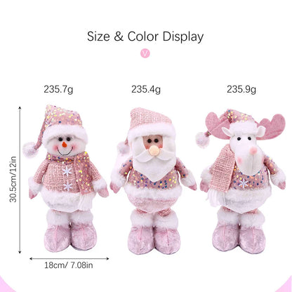 1pc- Christmas Decorations Pink Old Man Snowman Elk Telescopic Figure Window Bedroom Display Christmas Gifts