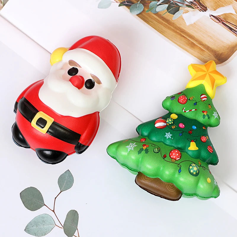 Christmas PU Squishy Anti Stress Reliever Toy Santa Claus Reindeer Snowman Sensory Slow Rebound Doll 2024 Xmas Party Decor Favor