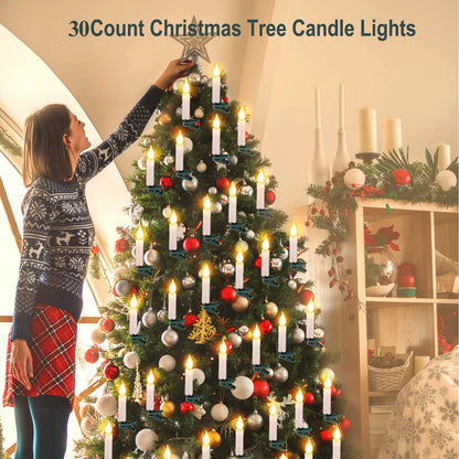 Christmas Candle String Lights 10 / 20/ 30 LED for Indoor and Outdoor Flameless Candle Lights with Clips for Xmas Tree Holiday