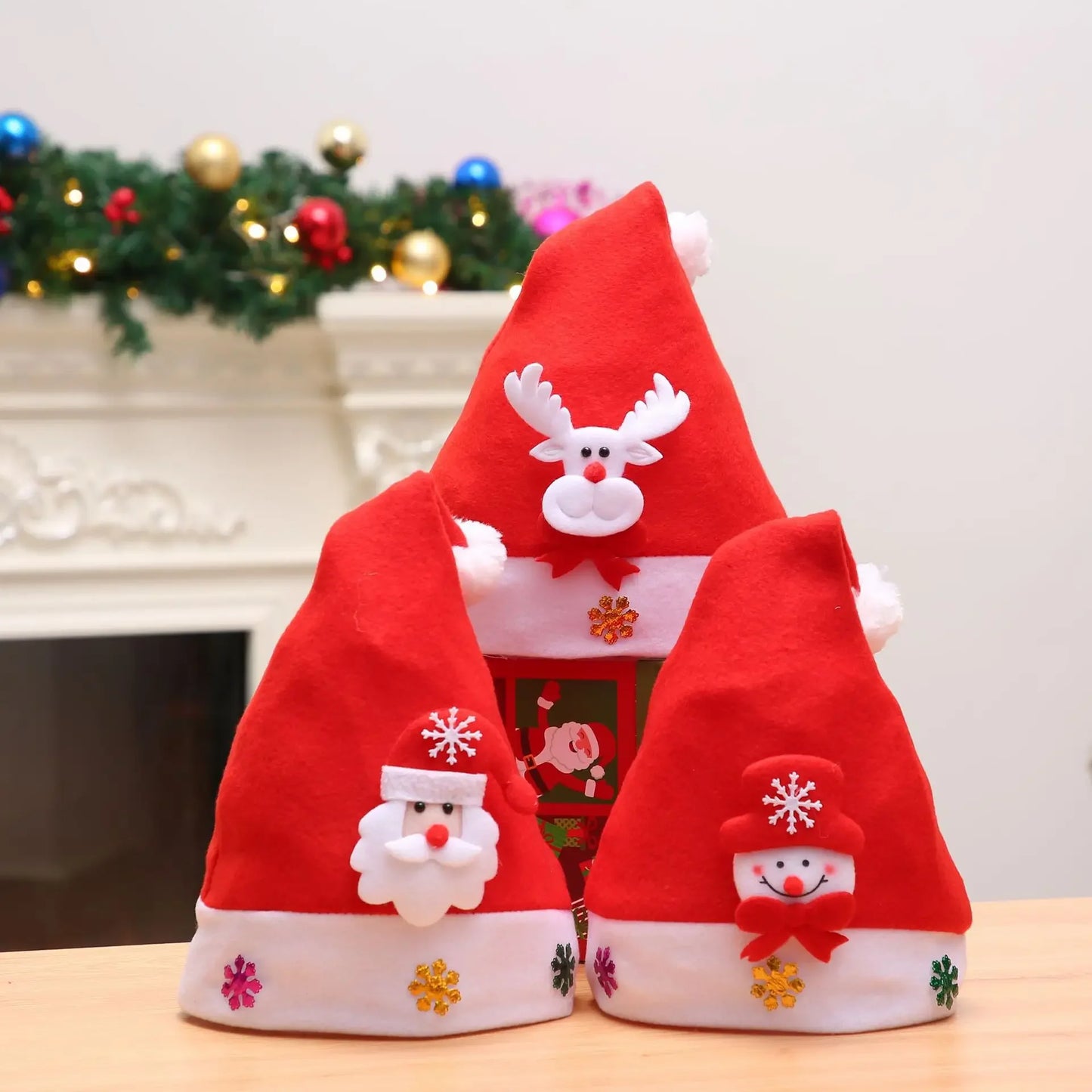 Christmas Hats New Year Santa Claus  Snowman ElK Cap For Kindergarten Home Party  Adult Xmas Gift Decoration