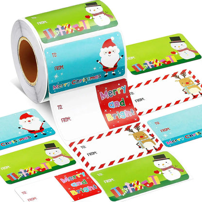 500-400 Stickers/roll Christmas Labels Santa Claus Snowman Reindeer Stickers Self-adhesive Labels Christmas Gift Decorations