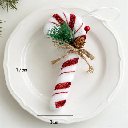 Christmas Large Candy Canes Christmas Tree Lollipop Decoration Ornaments White and Red Decorative for Home Party Decor Xmas Gift