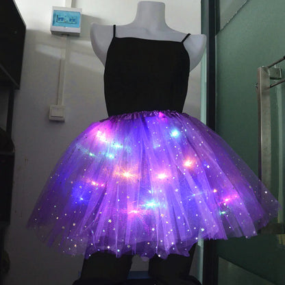 LED Girl Wizard Witch Spider Web Tutu Skirt Cobweb Hat Props Glow Party Birthday Costumes Bat Cloak Halloween Festival Christmas