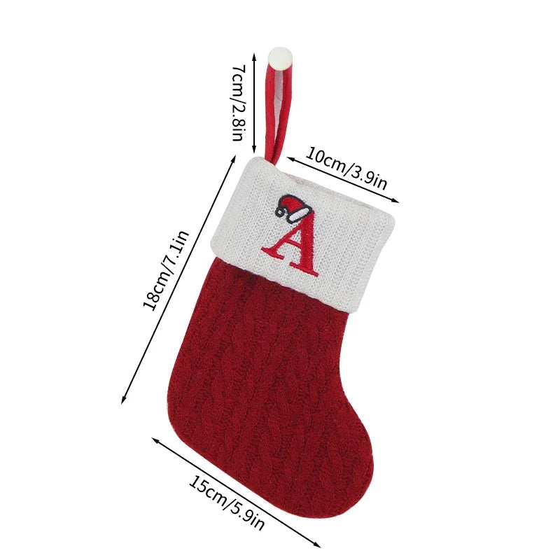 Letters Christmas Stocking New Knitting Christmas Tree Pendant Decorations For 2025 Xmas Gift Snowflake Alphabet Christmas Socks