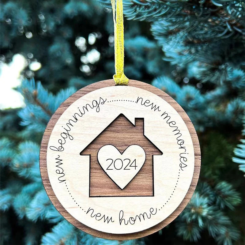 YOMDID Home Ornament 2024 First Christmas Ornament Wooden Housewarming Gifts For New House Wedding Gifts With House Is Wrapped