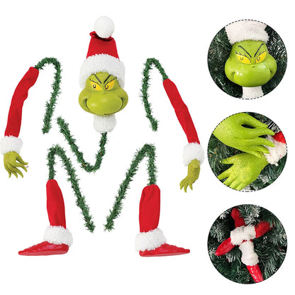 5PCS Arm Leg Head Ornaments Holder Head/Arms and Leg Grinch Stole Stuffed Stuck Topper Garland Ornament Xmas Elf Body Tree Decor