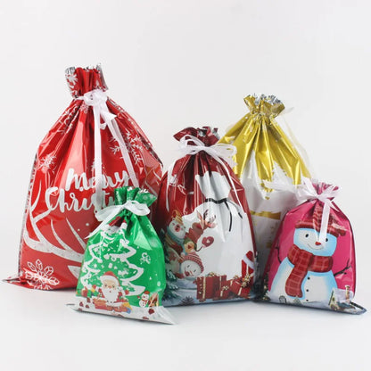 Christmas Gift Bags Large Capacity Merry Christmas Drawstring Gift Packaging Bags 2025 Navidad Party Candy Cookie Wrap Pouch