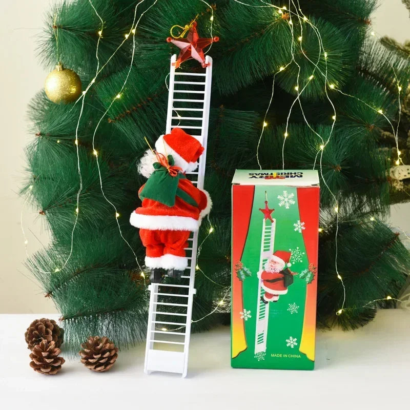 Christmas Decoration Electric Ladder Santa Claus Climbing Beads Santa Claus Children's Gift Mall Christmas Tree Decoration