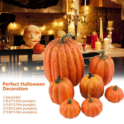 Thanksgiving Artificial Pumpkins Sets Assorted Big and Small Pumpkins Fake Pumpkins Farmhouse Fall Harvest Table Halloween Decor