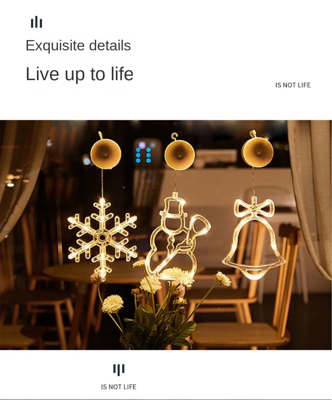 LED Sucker Light Christmas Decoration Light Santa Snowflake Elk Home Window Ornament Happy New Year Gift Navidad Natal 2022