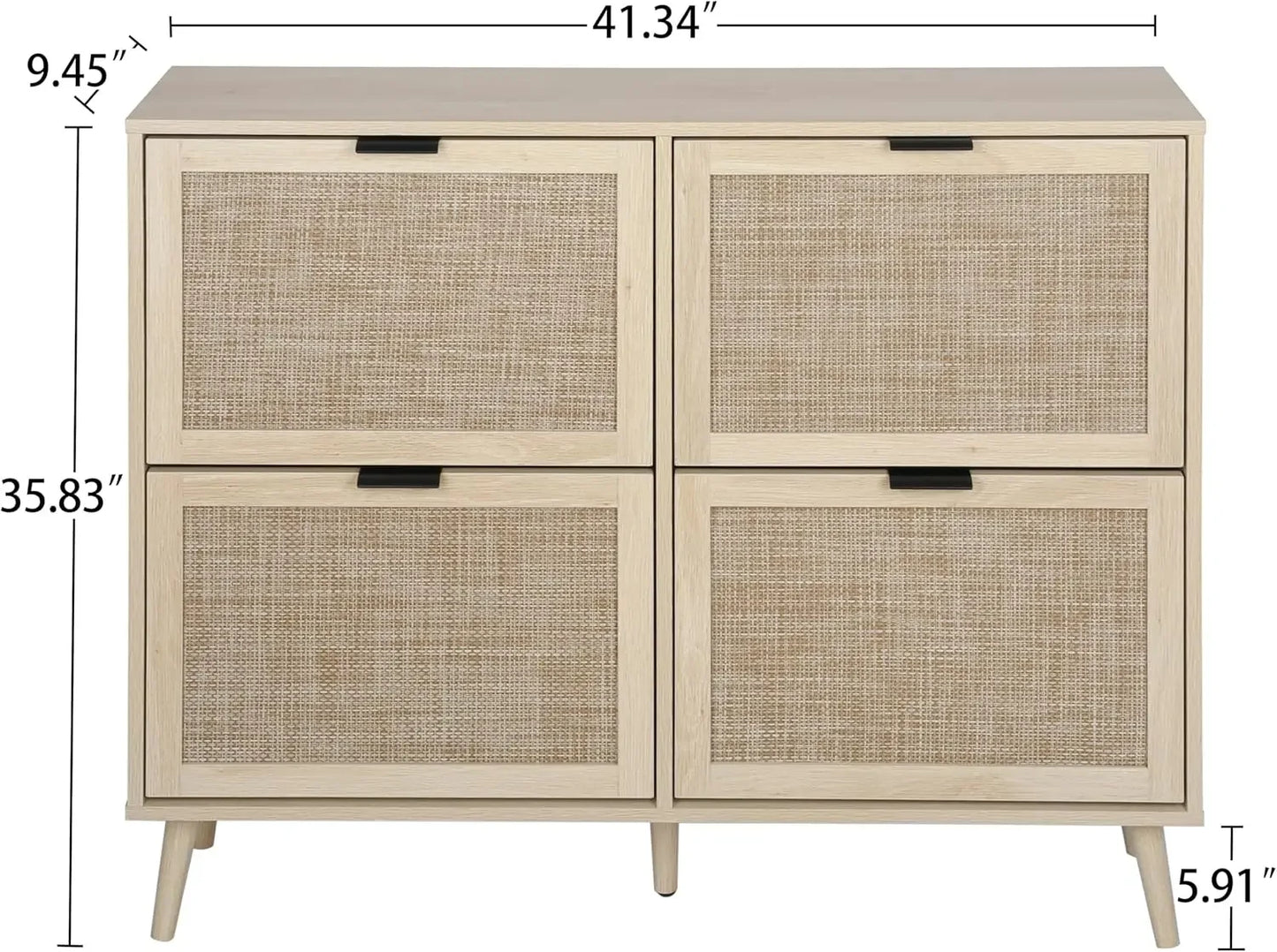 Rattan Shoe Cabinet with 4 Flip Drawers