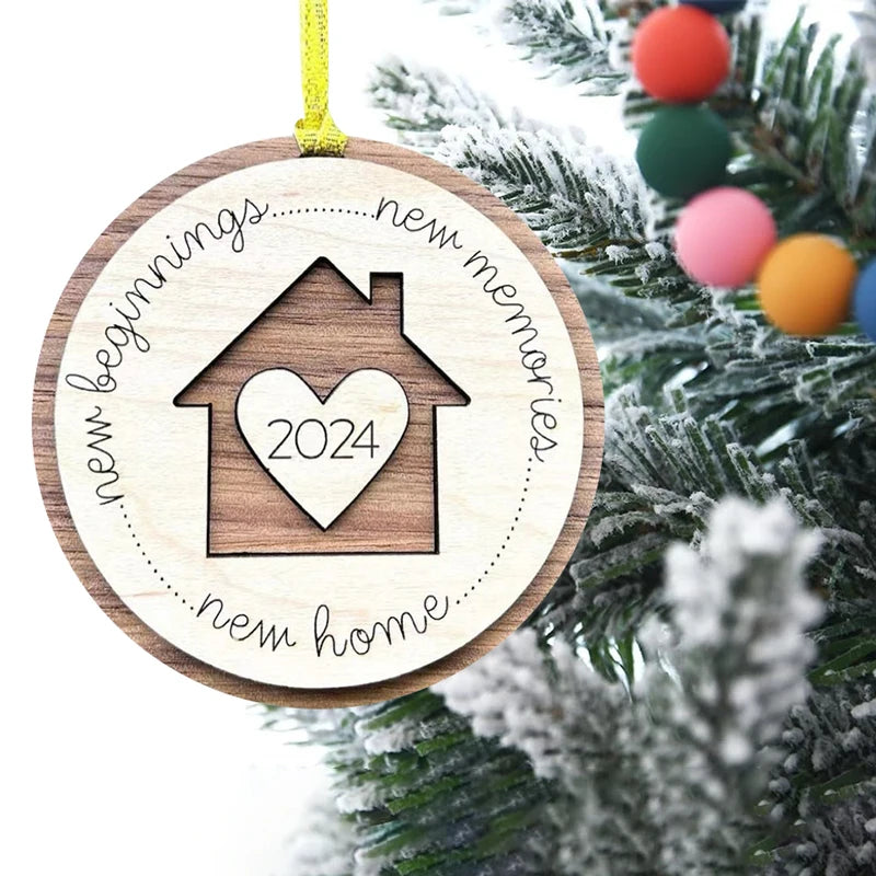 YOMDID Home Ornament 2024 First Christmas Ornament Wooden Housewarming Gifts For New House Wedding Gifts With House Is Wrapped