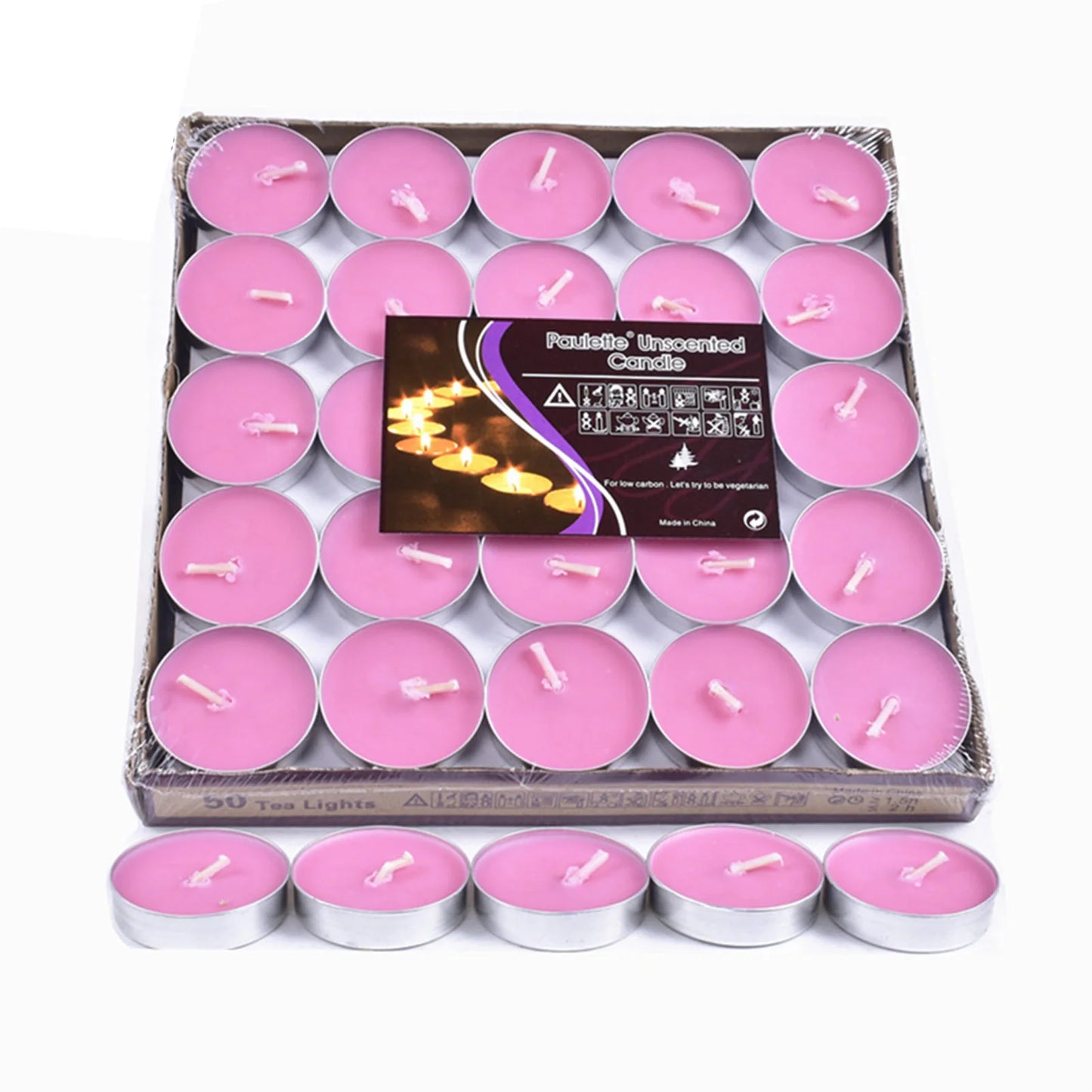 50pcs Smokeless Candle Set Small Canned Tea Wax Home Decoration Candles For Christmas Thanksgiving Day Halloween Ornaments