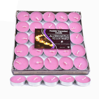 50pcs Smokeless Candle Set Small Canned Tea Wax Home Decoration Candles For Christmas Thanksgiving Day Halloween Ornaments